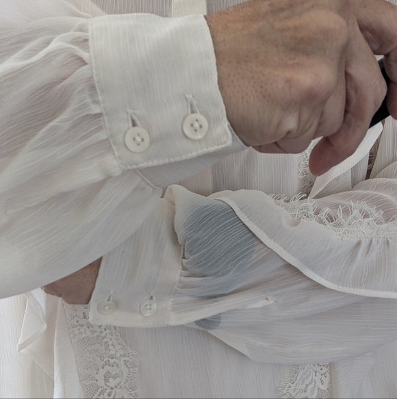 Simply Vera Vera Wang Sheer Lace Fairycore Ruffle Top Whimsical Blouse Size L - Picture 8 of 8